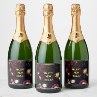 Happy New Year (anpassbar) Schaumweinetikett