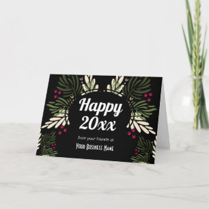Happy New Year Any Date Branches Business-Logo Feiertagskarte