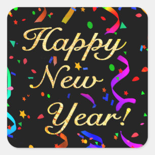 "Happy New Year"-Aufkleber Quadratischer Aufkleber