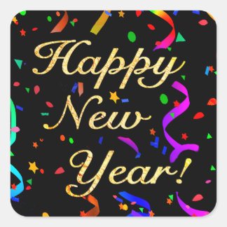 "Happy New Year"-Aufkleber Quadratischer Aufkleber