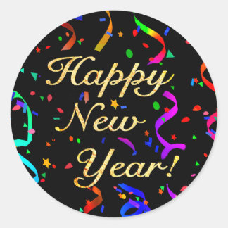 "Happy New Year"-Aufkleber Runder Aufkleber