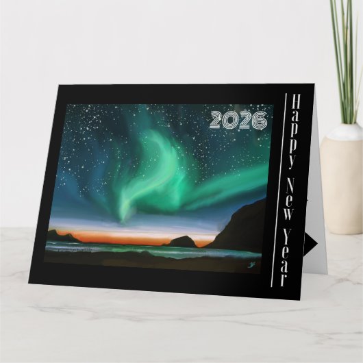 Happy New Year - Aurora Borealis Card Karte (Vorderseite)