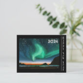 Happy New Year - Aurora Borealis Card Postkarte (Stehend Vorderseite)