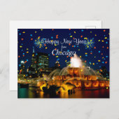 Happy New Year aus Chicago Postkarte (Vorne/Hinten)