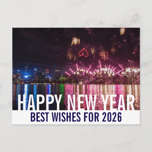 Happy New Year Australia Perth Fireworks Foto Postkarte (Vorderseite)