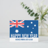 Happy New Year Australian Flag Custom Postkarte (Stehend Vorderseite)