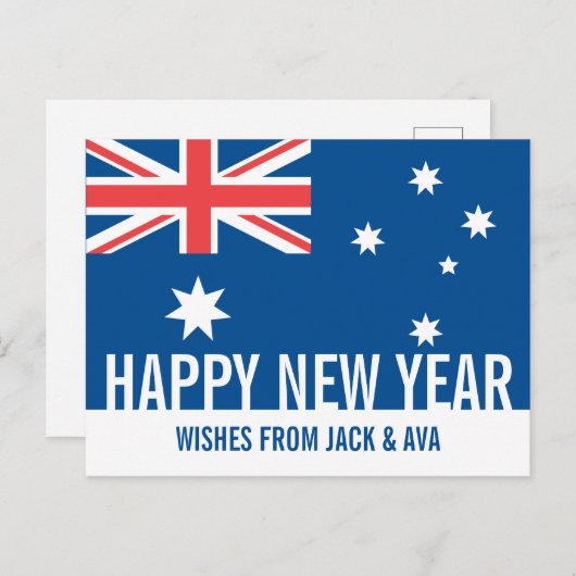 Happy New Year Australian Flag Custom Postkarte (Vorne/Hinten)
