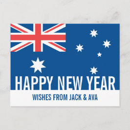 Happy New Year Australian Flag Custom Postkarte