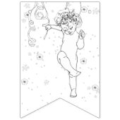 Happy New Year B&W Handgezeichnete Tanzkönigin Wimpelkette (Erste Fahne)