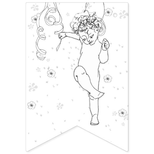 Happy New Year B&W Handgezeichnete Tanzkönigin Wimpelkette (Erste Fahne)