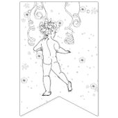 Happy New Year B&W Handgezeichnete Tanzkönigin Wimpelkette (Dritte Fahne)