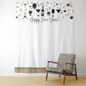 Happy New Year Backdrop Fotos Gold Schwarz-weiß Wandteppich (Beispiel)