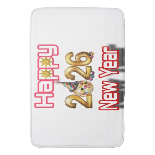 Happy New year Badematte (Vorderseite Vertikal)