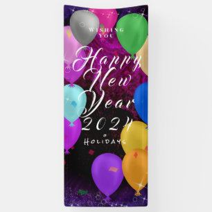 Happy New Year Balloon Banner