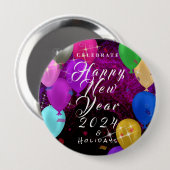 Happy New Year Balloon Button (Vorne & Hinten)