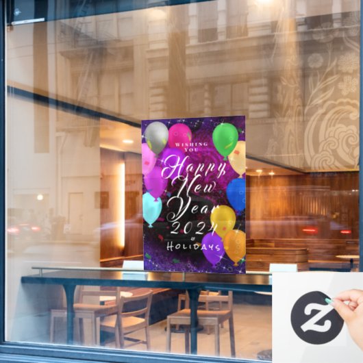 Happy New Year Balloon Fensteraufkleber (Café-Fenster)