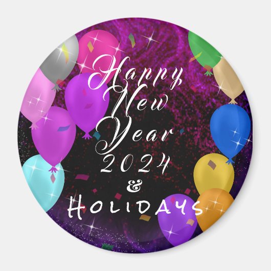 Happy New Year Balloon Magnet (Vorne)