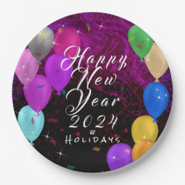 Happy New Year Balloon Pappteller