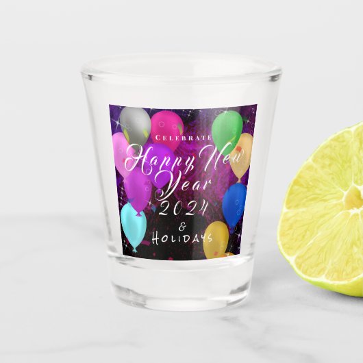 Happy New Year Balloon Schnapsglas (Vorderseite)