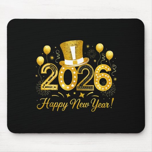 Happy New Year Balloons Party 2026 Together Family Mousepad (Vorne)
