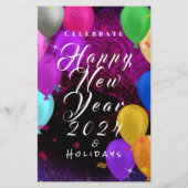 Happy New Year Balloons Stationery Paper (Rückseite)