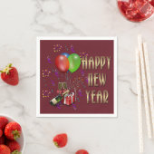 Happy New Year Balloons und Champagne Napkins Serviette (Beispiel)