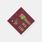 Happy New Year Balloons und Champagne Napkins Serviette (Ecke)