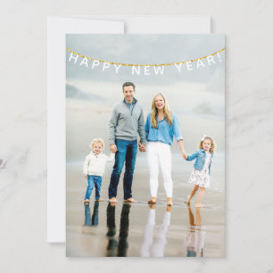 Happy New Year Banner Foto Flat Holiday Card Feiertagskarte