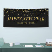 Happy New Year banner gold and black (Messe)