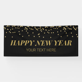 Happy New Year banner gold and black