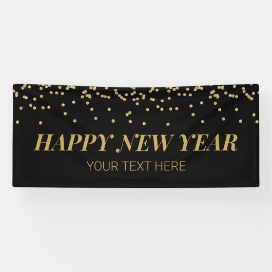 Happy New Year banner gold and black (Horizontal)