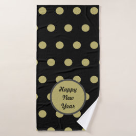 Happy New Year Bath Handtuch (Schwarz & Gold) Badehandtuch