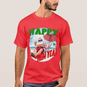 Happy New Year Beach Santa T-Shirt