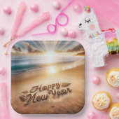 Happy New Year Beach Sunrise Pappteller (Party)