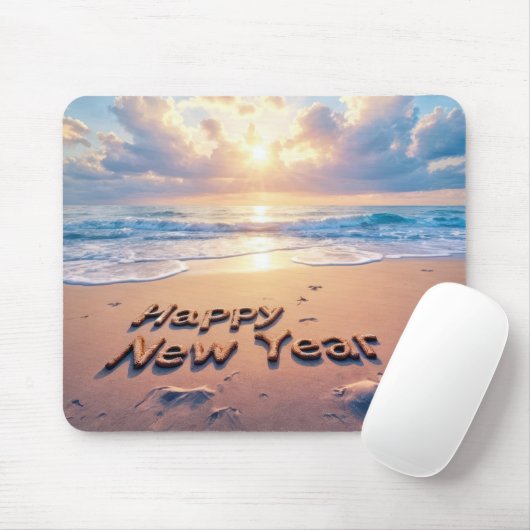 Happy New Year Beach Text Mousepad (Mit Mouse)
