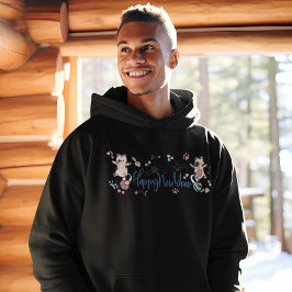 Happy New Year between Kittens Balanced on a Yarn Hoodie