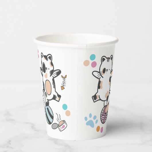 Happy New Year between Kittens Balanced on a Yarn Pappbecher (Rechts)