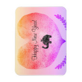 Happy New Year Big Heart & Elephant Doodle Magnet (Vertikal)