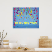 Happy New Year & Birthday Confetti Banner Poster (Küche)