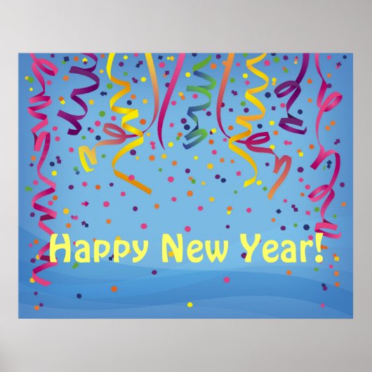 Happy New Year & Birthday Confetti Banner Poster (Vorne)