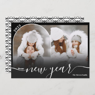 Happy New Year Black 2 Foto Arch Overlay Collage Feiertagskarte