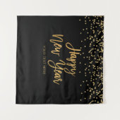 Happy New Year black and gold Backdrop banner Wandteppich (Vorderseite (Horizontal))