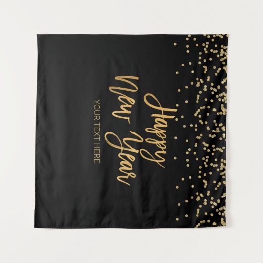 Happy New Year black and gold Backdrop banner Wandteppich (Vorderseite (Horizontal))