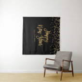 Happy New Year black and gold Backdrop banner Wandteppich (Beispiel (Horizontal))