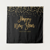 Happy New Year black and gold Backdrop banner Wandteppich (Vorderseite)
