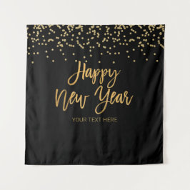 Happy New Year black and gold Backdrop banner Wandteppich