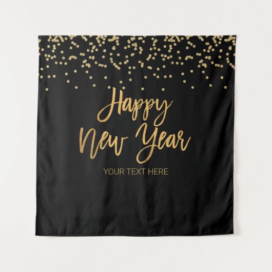 Happy New Year black and gold Backdrop banner Wandteppich (Vorderseite)
