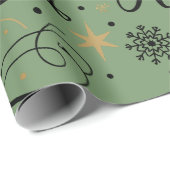 Happy New Year Black and Gold Snowflake  Geschenkpapier (Rolleneckpunkt)