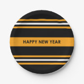 Happy New Year Black and Yellow Pappteller (Vorderseite)