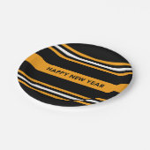 Happy New Year Black and Yellow Pappteller (Schrägansicht)
